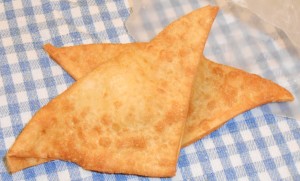 One order of crab Rangoon - 2 pieces, crispy and tangy-creamy!