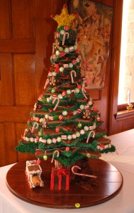 A feat of engineering and culinary skill - a Christmas tree made entirely of gingerbread and frosting!