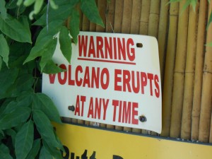Don't worry - the volcano is way up high, and the flame isn't that big. You can keep playing golf around the volcano - if the noise doesn't distract you!