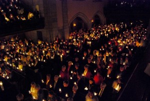 The gentle warmth of golden candles brings such peace to a church!