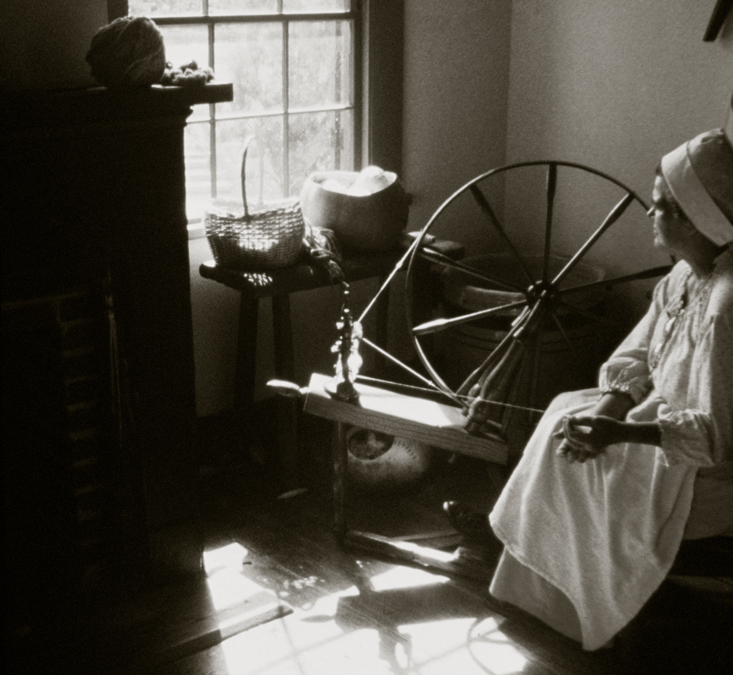 Black & White Photo of a Cotton Spinner