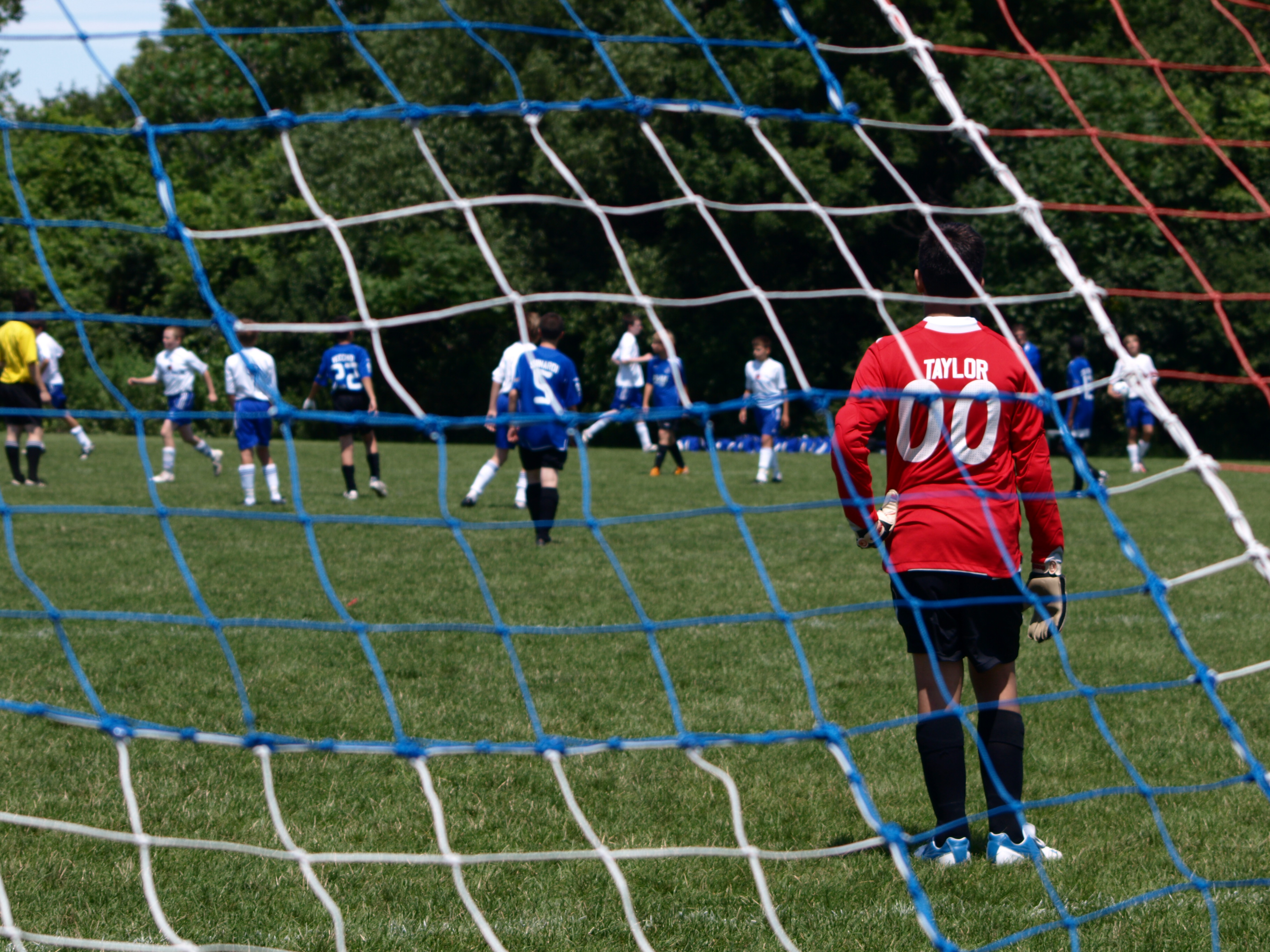 Youth soccer players on the field