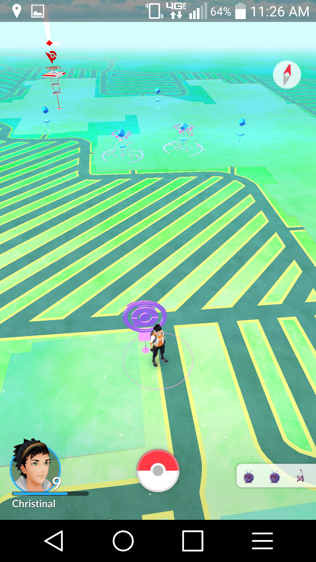 A map of locations from the game Pokemon GO