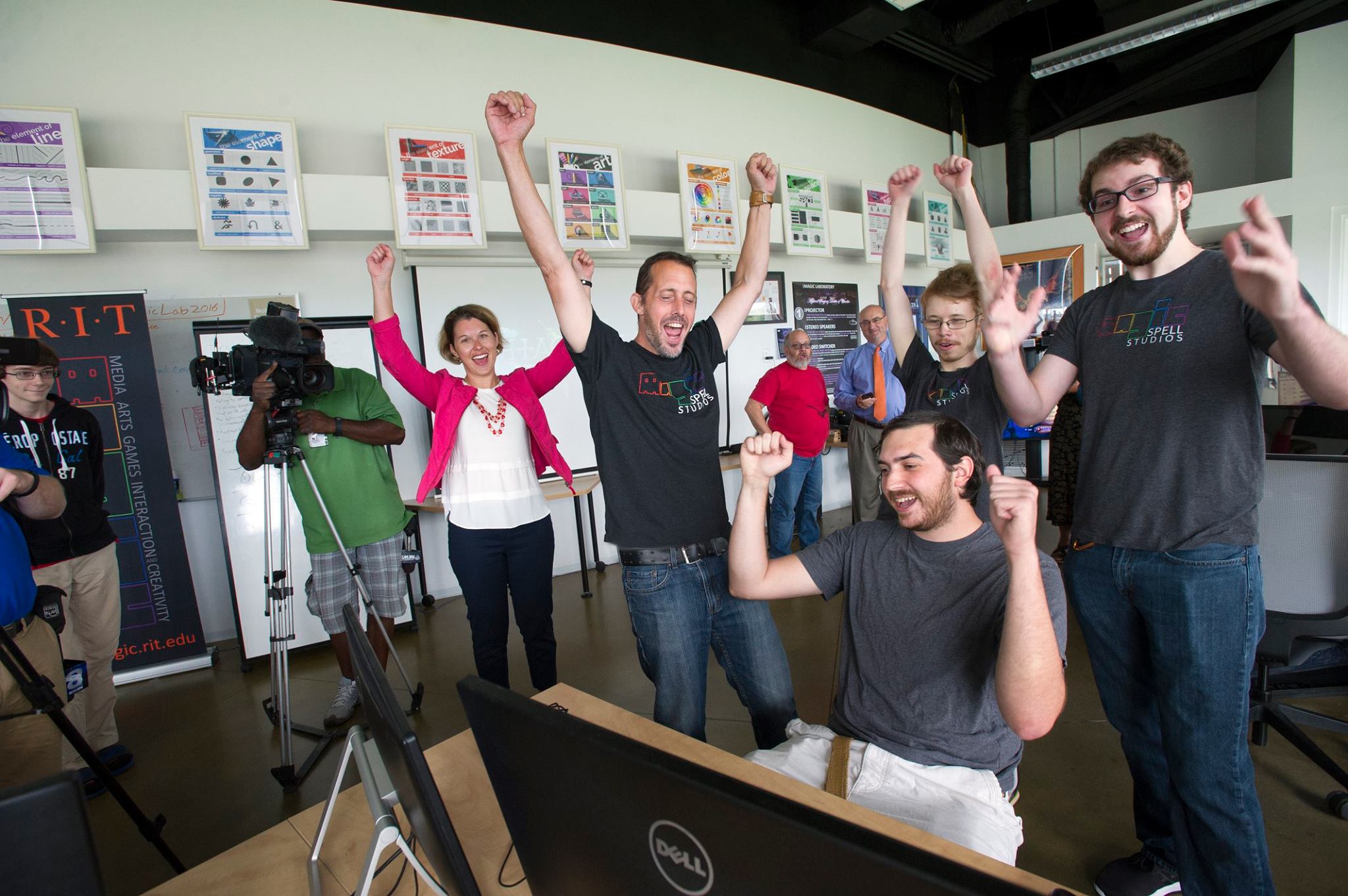 Students and Faculty at the MAGIC Center at Rochester Institute of Technology cheering