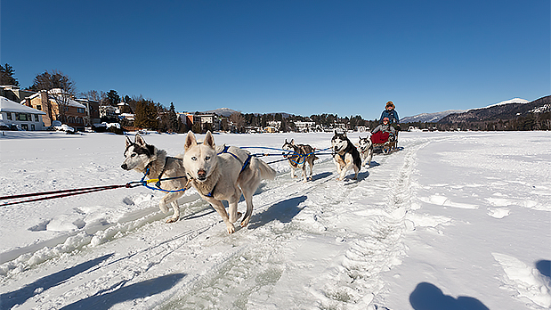 Dogsled Rides on Mirror Lake - Photo by NYS ESD Dogsled Rides on Mirror Lake - Photo by NYS ESD