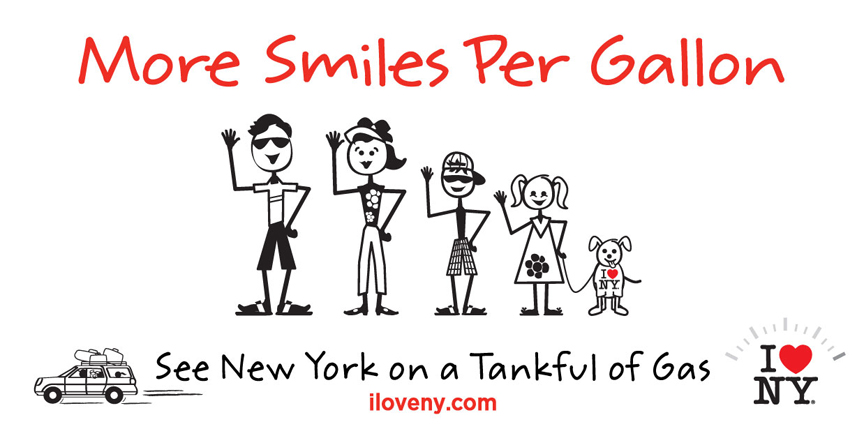 I LOVE NEW YORK has some timely news for summer travelers: you can have an amazing and affordable vacation in your own backyard on just a single tank of gas! I LOVE NEW YORK is launching its 2011 campaign, More Smiles Per Gallon, which features ways for travelers within driving distance of New York State to enjoy affordable getaways on a tank of gas.