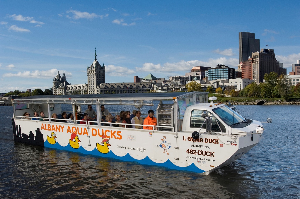 At the Albany Visitor’ s Center hop aboard the Albany Aqua Duck, an amphibious vehicle that tours the city’s historic neighborhoods and then splashes down into the Hudson River! (Photo: Darren McGee, NYS Dept. of Economic Development)