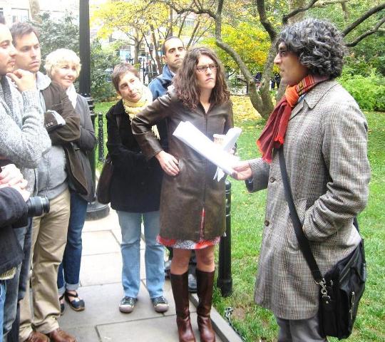Kazim Ali leads a Poets Forum walking tour.
