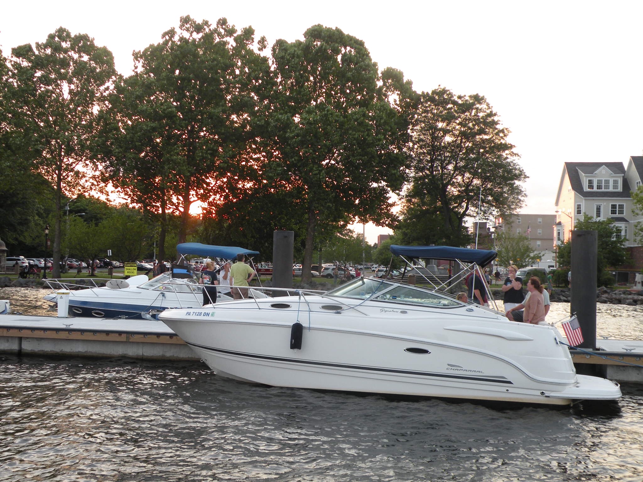 Boats in Bristol at sunset