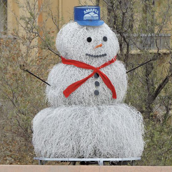 Tumbleweed snowman in Albuquerque, New Mexico