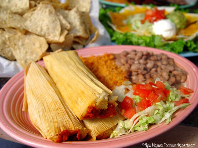 New Mexican tamales and side dishes