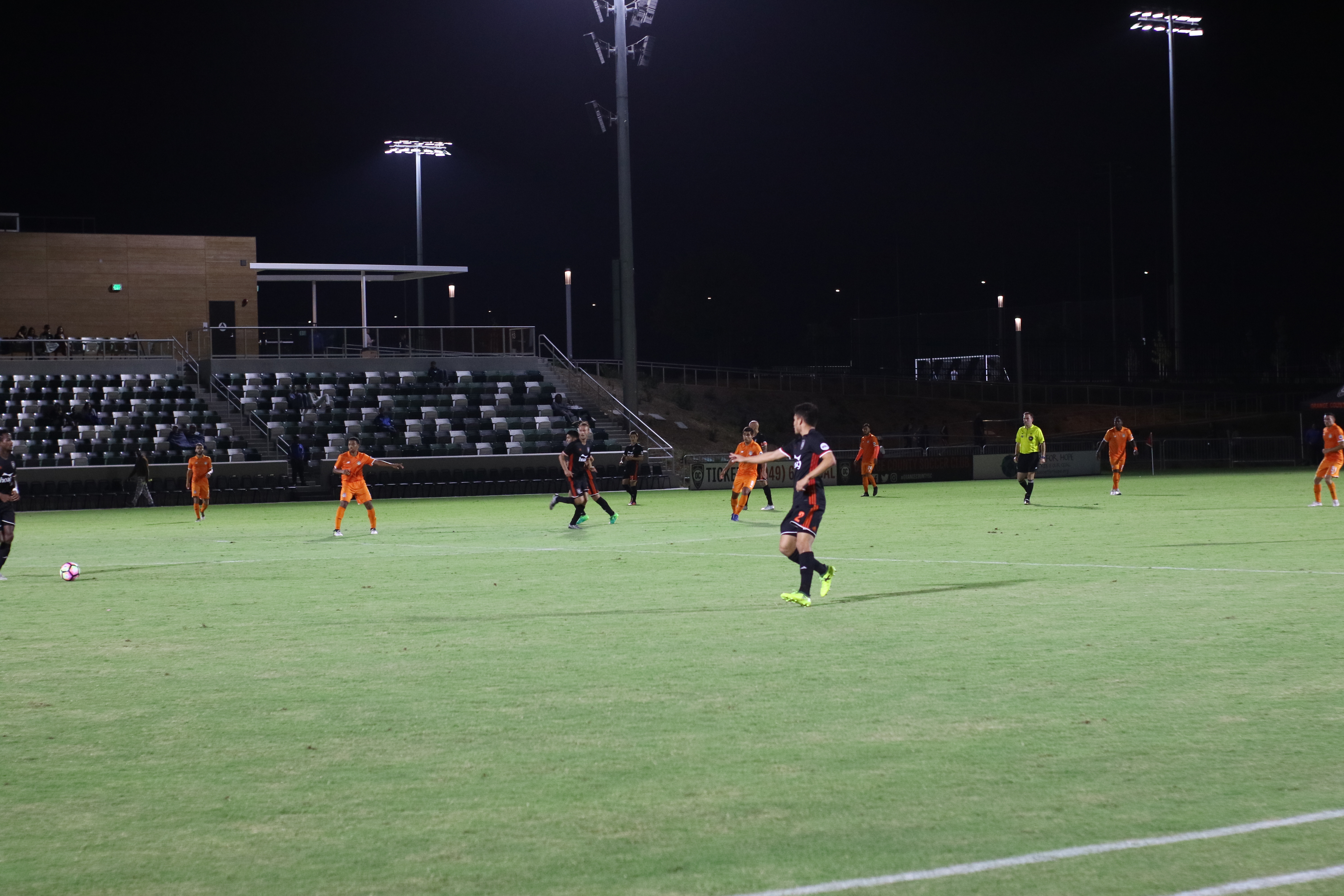 Soccer match in action