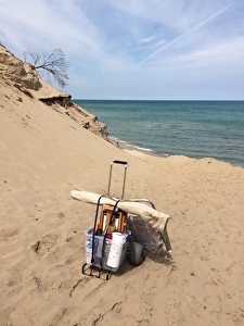 Carting the gear through the sand