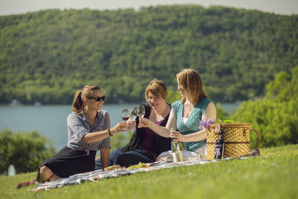 Girlfriends Enjoying Wine at Ravines Wine Cellars