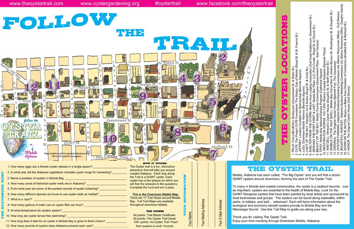 Downtown Mobile Oyster Trail Map