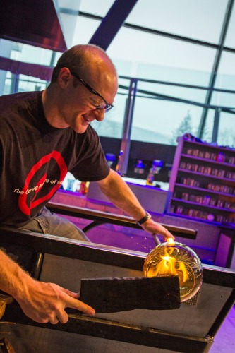 G Brian Corning Museum of Glass G Brian creating a masterpiece during the Hot Glass Show.