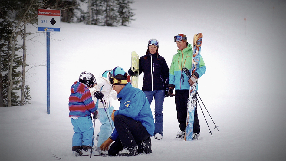 Parents Dropping Kids Off With Ski Instructor at Solitude