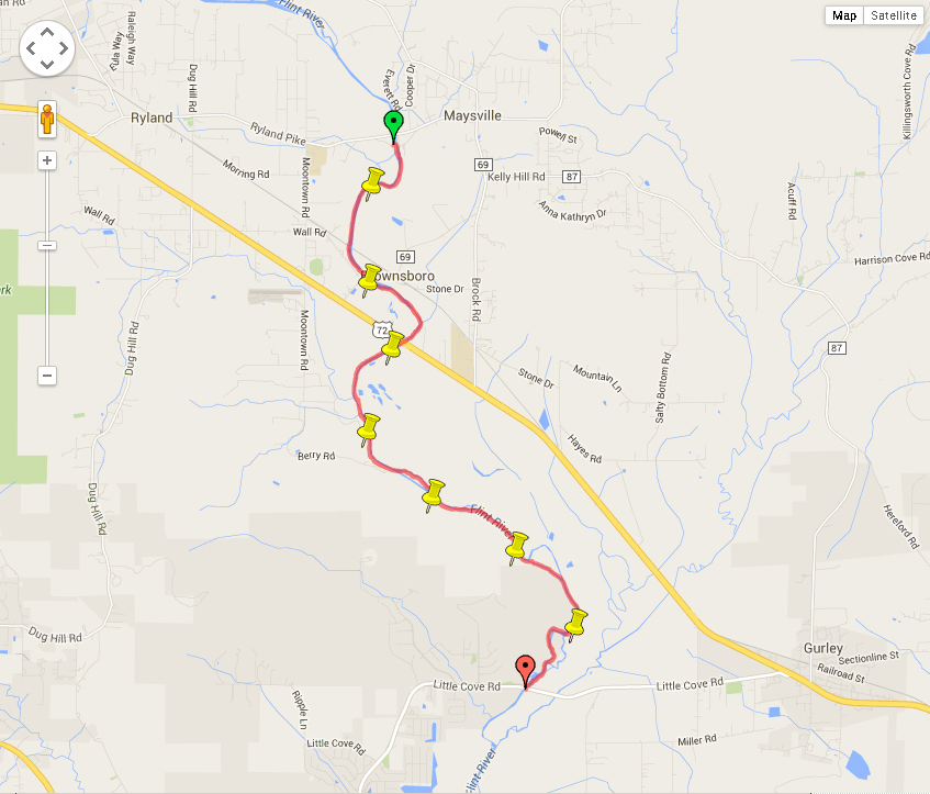 Flint River Kayak Map