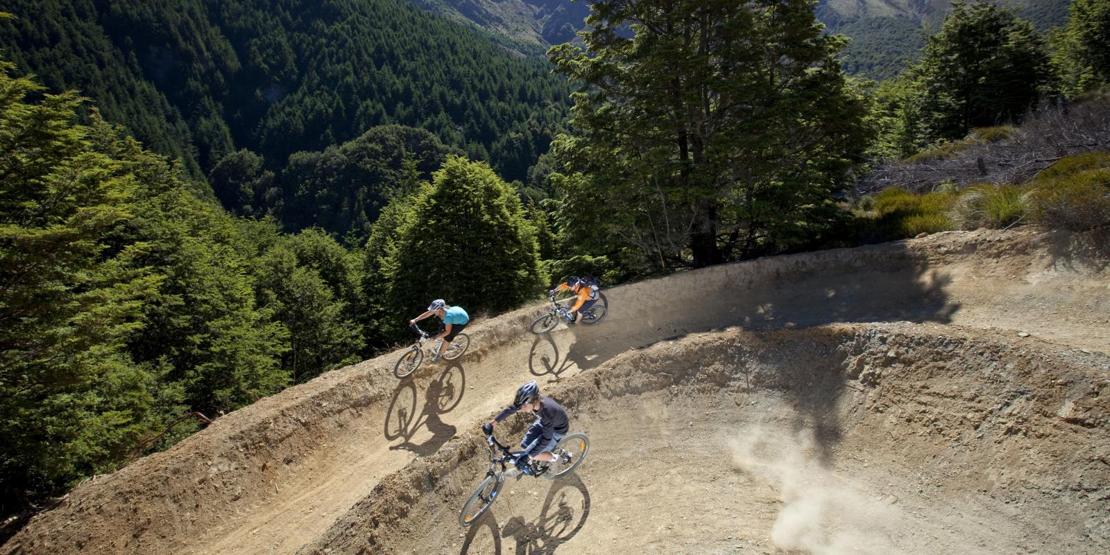 Friends enjoying the Queenstown Mountain Bike Park Skyline Gondola Mountain Biking Skyline Friends