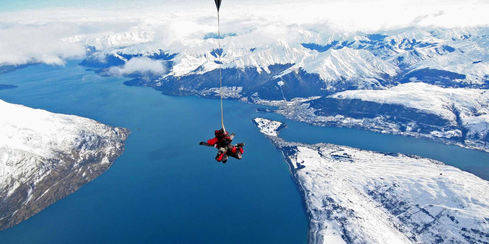 Winter Skydiving over Queenstown Winter Skydiving over snow-covered Queenstown