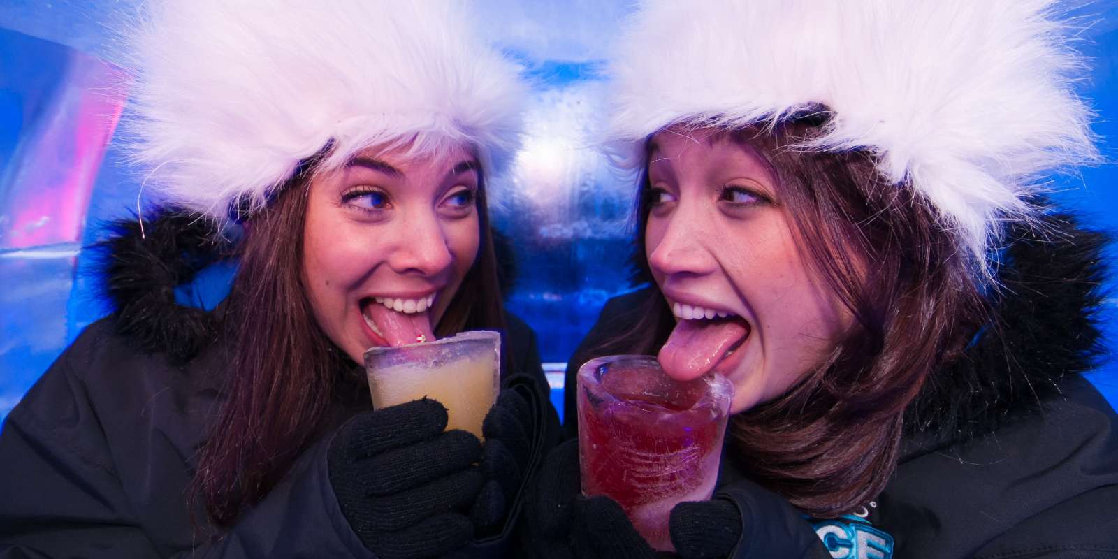 Cocktails at the Ice Bar Friends having frozen cocktails at the Ice Bar