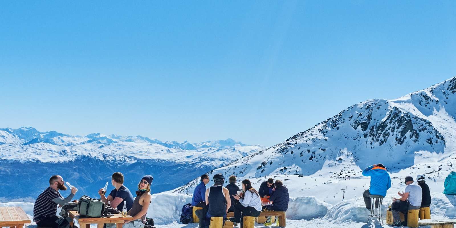 Remarkables Ski Field Spring ski and refreshment break at Remarkables Ski Field
