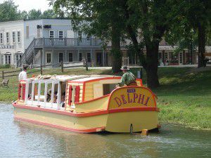 Canal boat with crew