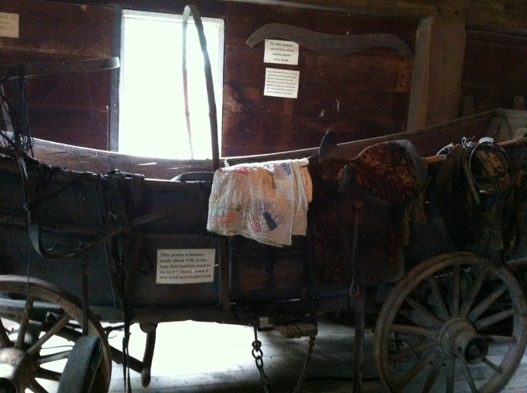 This Prairie Schooner, made about 1790, is the type families used to move westward. Later it was used as a freight train.