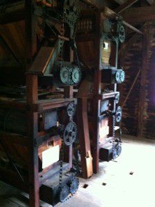 Dressing wheels sifted the flour. Wire or cloth screens determined the fineness.