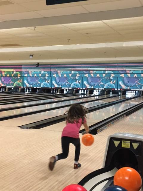 After dinner I would have been content to go back and relax at the hotel. However, these kids had energy to burn....clearly we didn't work them hard enough doing yard work. There was lots of gutter balls, a few spares and a strike or two. Scores were low but spirits were high...young ones helped the big ones and bigs helped littles.
