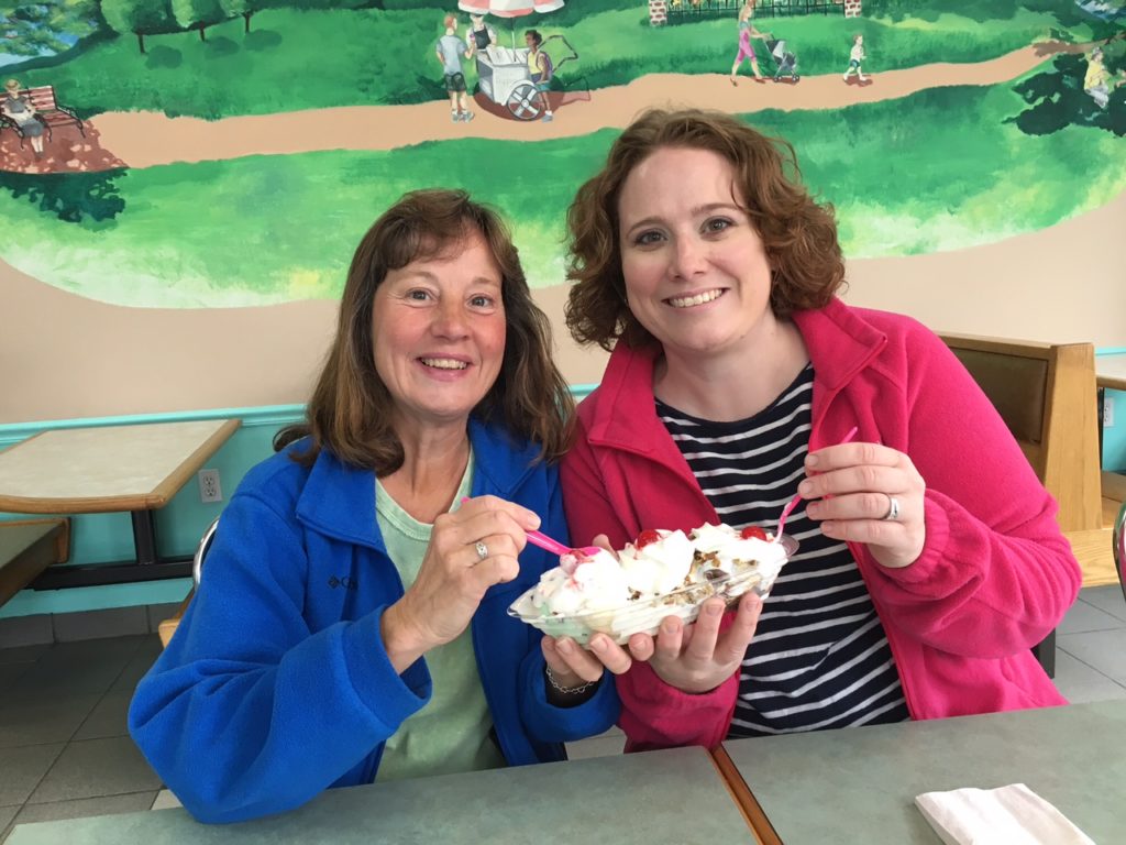 Enjoying a banana split from Silver Dipper!