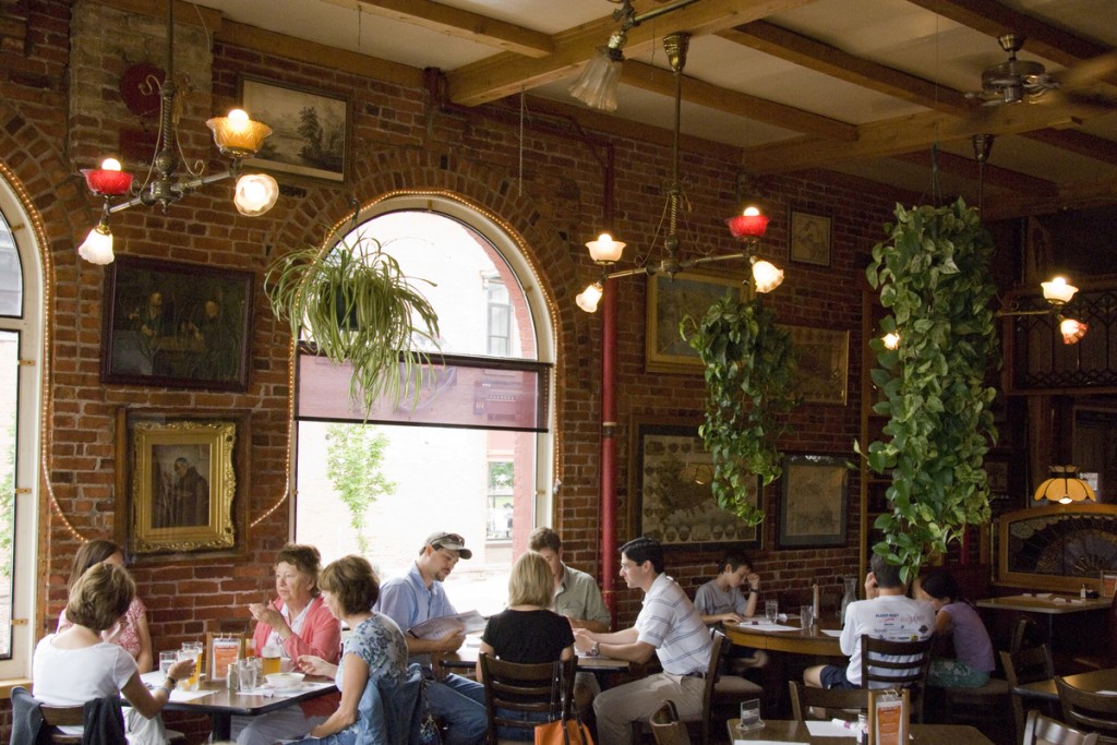 Dining room scene at The Vierling Restaurant and Marquette Harbor Brewery in downtown Marquette Michigan.