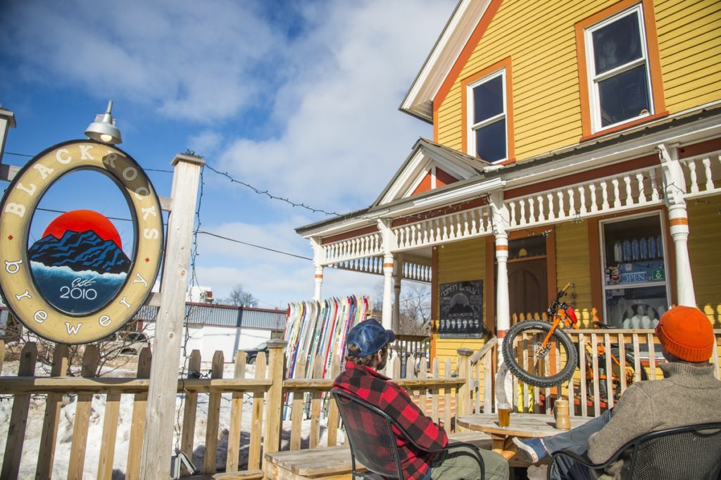 Bike culture and beer culture meet at Blackrocks Brewery in Marquette, Michigan on a sunny winter day.