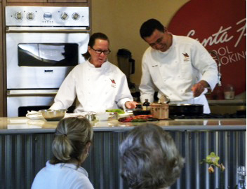 Chefs Tracy and Noe of the Santa Fe School of Cooking send you home with fond memories and sharp kitchen skills.