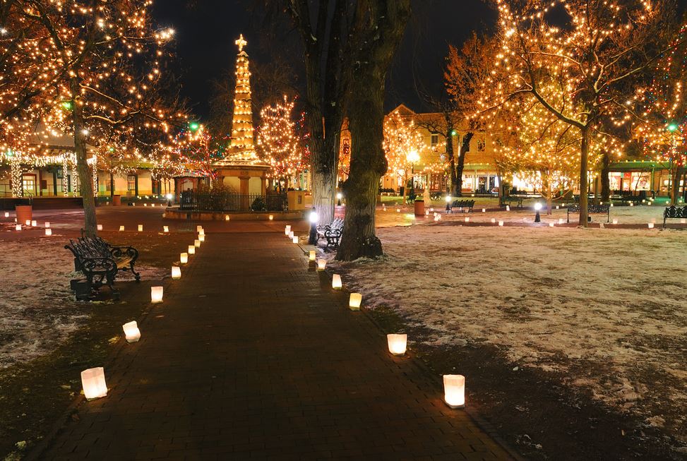 Farolitos on the plaza will help light up 2016! (Photo courtesy of Michael Menefee)