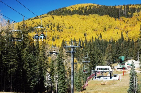 View beautiful fall foliage from a from the SantaFe Ski Basin chairlift. (photo courtesy Ski SantaFe)