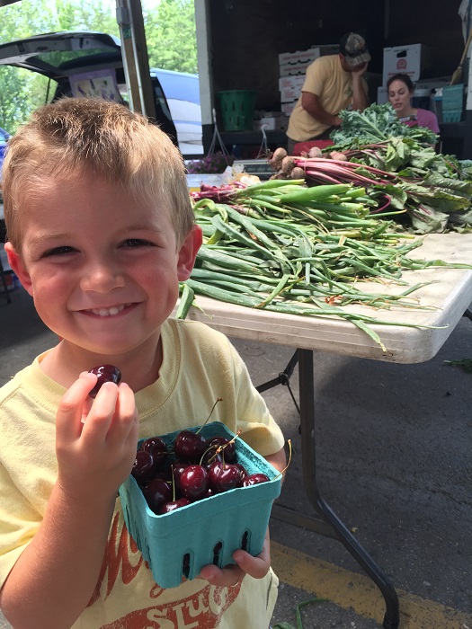 Enjoying cherries!