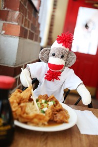 Sammie Springfield eating Cashew Chicken