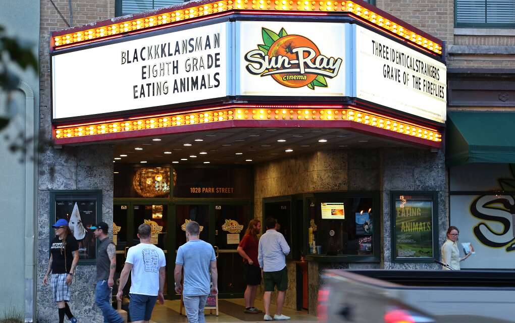  Visitors come and go from the Sun Ray Cinema in Jacksonville's Five Points neighborhood. The theater shows many independent movies and serves beer and wine.