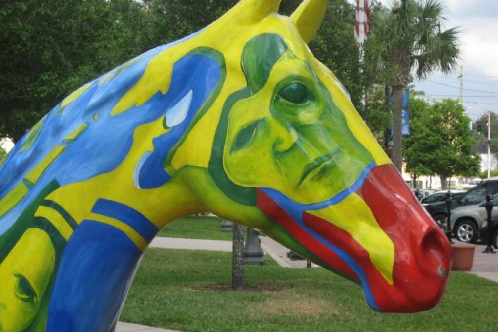 An example of 'Horse Fever' individual artist-produced horse sculptures, decorating the streets in Ocala