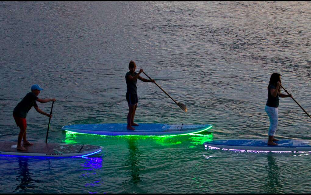 One of the attractions on Don Pedro is nighttime Stand Up Paddleboarding with boards that light up from underneath with neon colors as you paddle through the mangroves. 