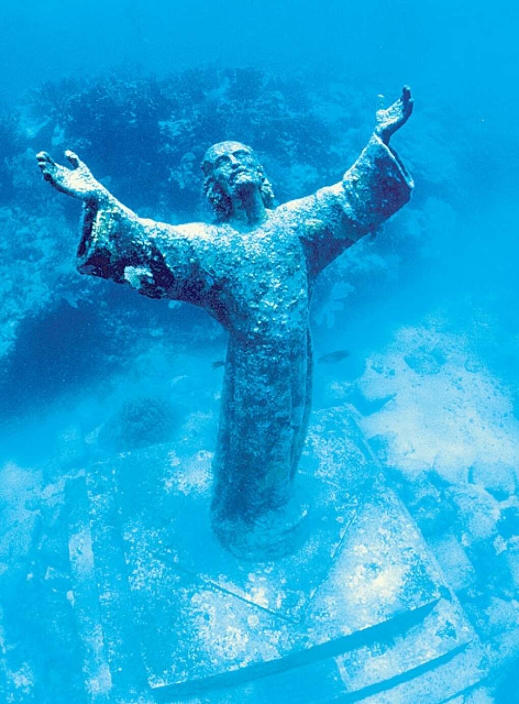 The Christ of the Deep statue rests 25 feet under water off Key Largo.