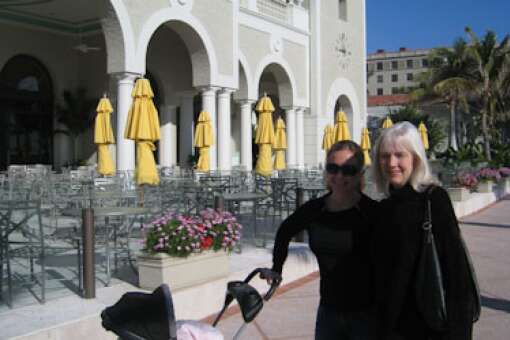 My sister and mom take a stroll around the property before breakfast.