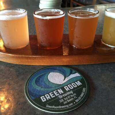 A beer flight from Green Room Brewing, Jacksonville Beach