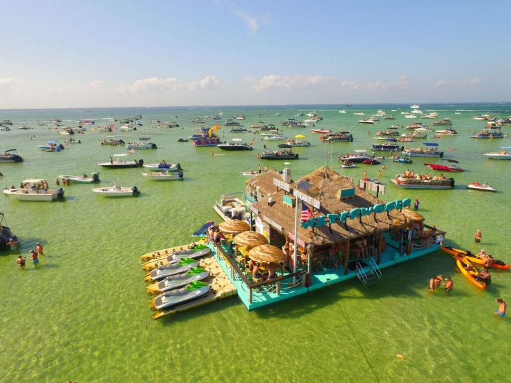 Crab Island is a submerged sandbar accessible only by boat between March and October. 