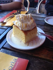 Tres Leche Cake at Barcelona Tapas