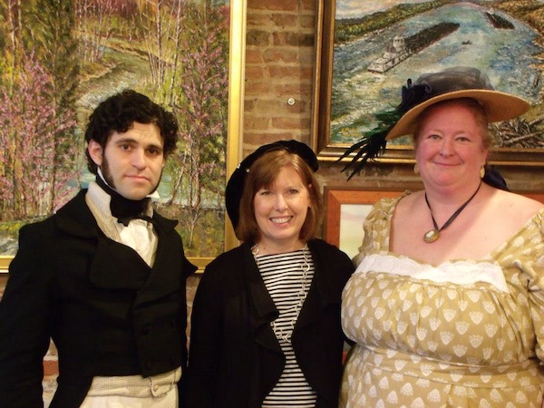 Mr. Darcy (Brian Cushing), Jeni Scudder and Andrea Kappas at Community Art Center of Switzerland County.