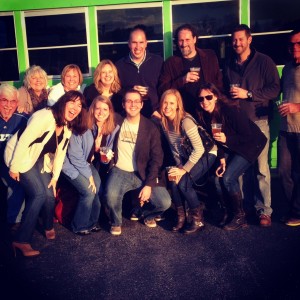 All of the friends we met in front of the green Indy Brew Bus.