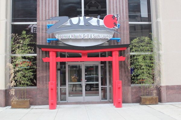 Outside the Zuki Restaurant in downtown Evansville.