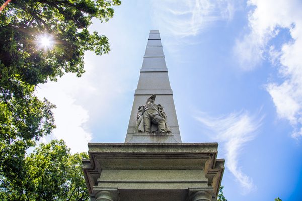 Governor Harrison on the side of the monument.